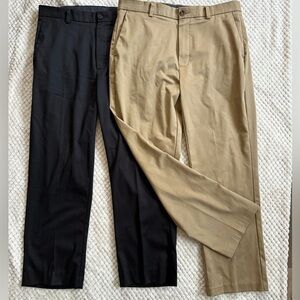 2 PR ROUNDTREE YORKE TOTAL FLEX PANTS KHAKI NAVY